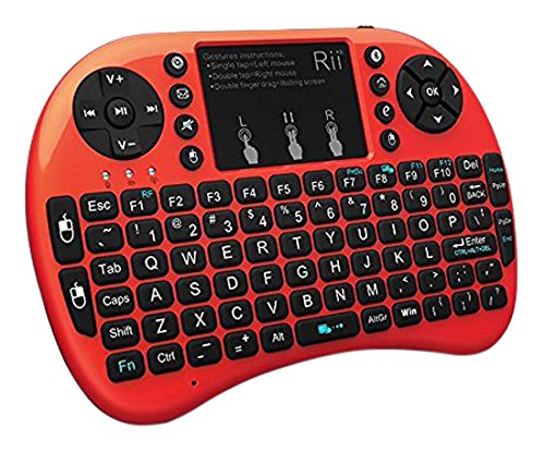 [Australia - AusPower] - Rii i8+ BT Mini Wireless Bluetooth Backlight Touchpad Keyboard with Mouse for PC/Mac/Android, Red (RTi8BT-6) 
