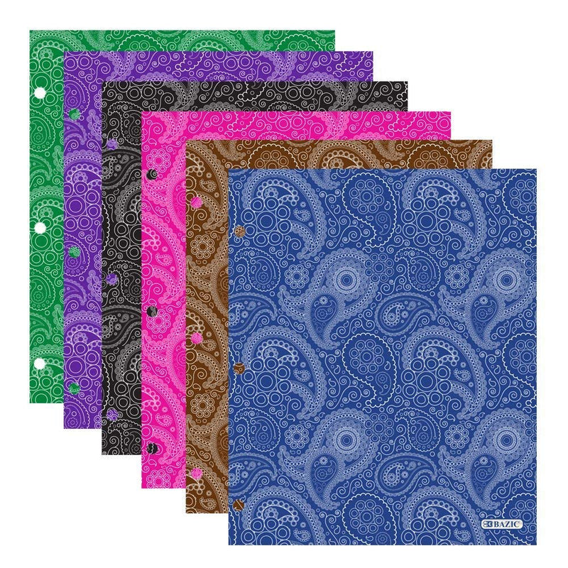 [Australia - AusPower] - Bazic Products Bright Colored Glossy Finish Laminated Paisley Design 2 Pocket Portfolios - Set of 4 Folders 