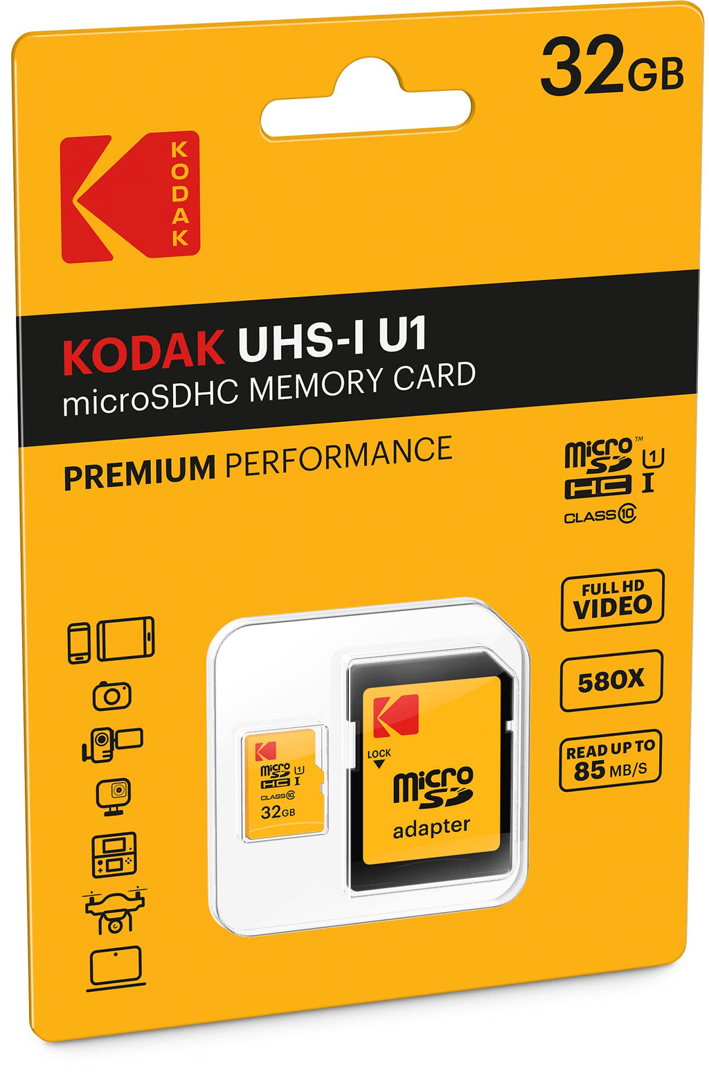 [Australia - AusPower] - Kodak 32GB Class 10 UHS-I U1 microSDHC Card with Adapter 