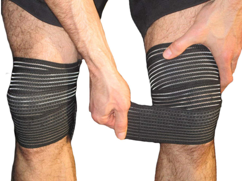 [Australia - AusPower] - Elastic Knee Compression Bandage Wraps – Knee Support Straps for Legs, Thighs, Hamstrings Ankle & Elbow Joints Reduce Swelling, Lymphatic Relief & Knee Replacement Surgery Elastic Bandage Small (Pack of 2) 