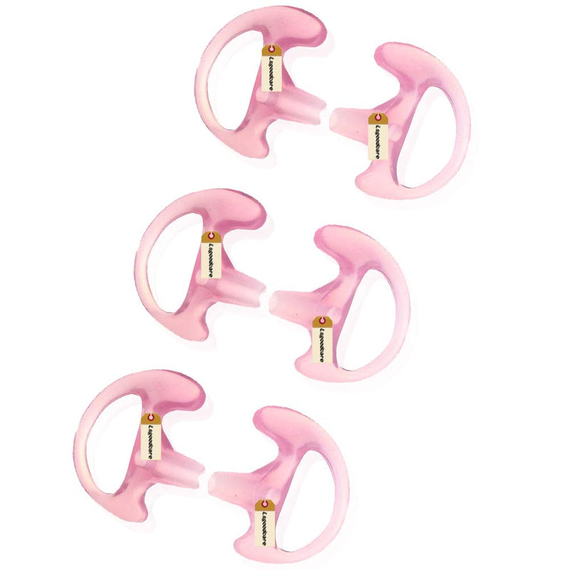 [Australia - AusPower] - Radio Ear Mold Ear Bud Pink Small, Lsgoodcare Earmold Earbuds Replacement Left Right Ear for 2 Way Radio Acoustic Coil Tube Earpiece, Insert Earmould Soft Walkie Talkie Ear Pieces, 3 Pairs 