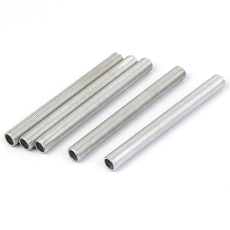 [Australia - AusPower] - uxcell Lamp Pipe Nipple, M10 Thread 100mm Length Hollow Lamps Repair Part Hardware for Lamp Lights, Zinc Alloy Silver Tone, Pack of 5 