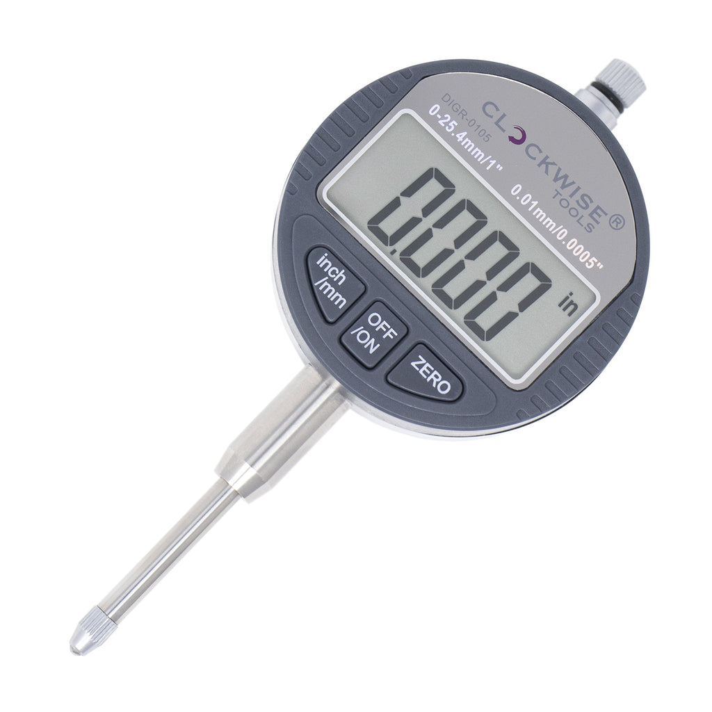 [Australia - AusPower] - Clockwise Tools DIGR-0105 Electronic Digital Dial Indicator Gage Gauge Inch/Metric Conversion 0-1 Inch/25.4 mm with Back Lug Auto Off Featured Measuring Tool 0-1"/25.4mm DIGR-0105 