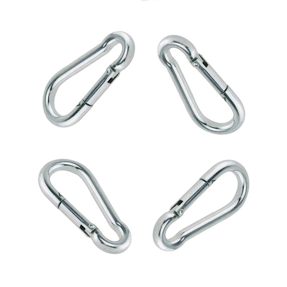 [Australia - AusPower] - Mydio Set of 4 Silver Spring Snap Hook Stainless Steel 304 Clip Keychain 