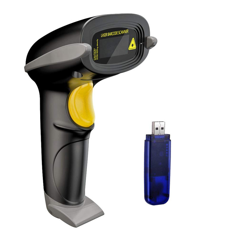 [Australia - AusPower] - NADAMOO Wireless Barcode Scanner 328 Feet Transmission Distance USB Cordless 1D Laser Automatic Barcode Reader Handhold Bar Code Scanner with USB Receiver for Store, Supermarket, Warehouse 