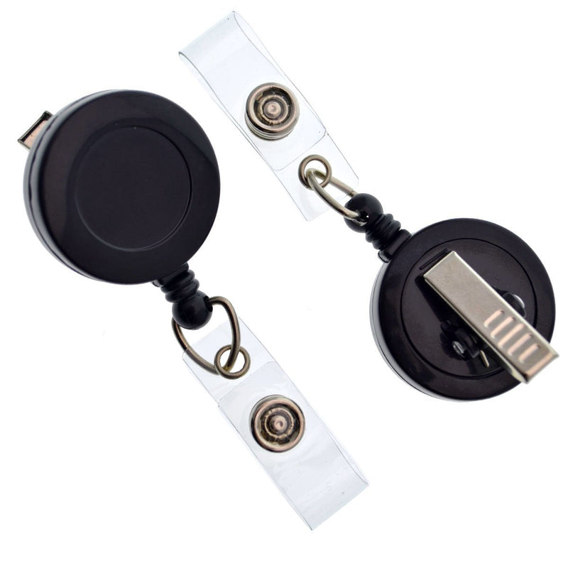 [Australia - AusPower] - 25 Pack - Bulk Premium Black Retractable Badge Reels with Alligator Swivel Clip & Vinyl Card Holder Strap by Specialist ID - Bulk Premium Black Retractable Name Badge Reels with Alligator Swivel Clip 25 Pack 