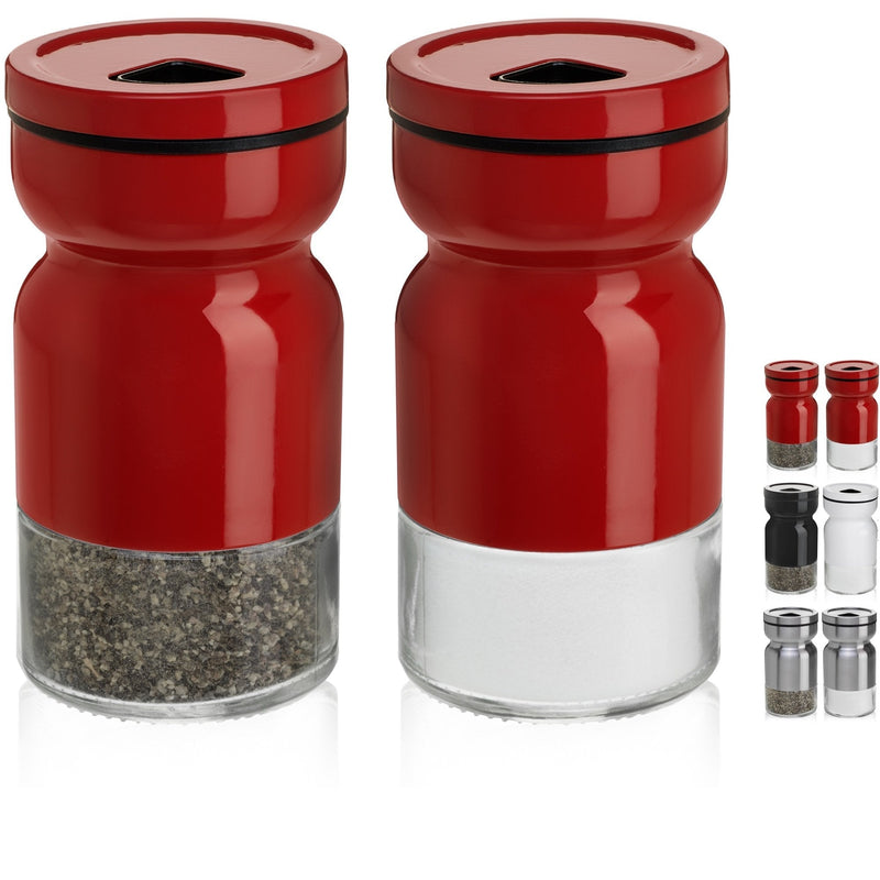 [Australia - AusPower] - CHEFVANTAGE Salt and Pepper Shakers Set with Adjustable Pour Holes - Red 