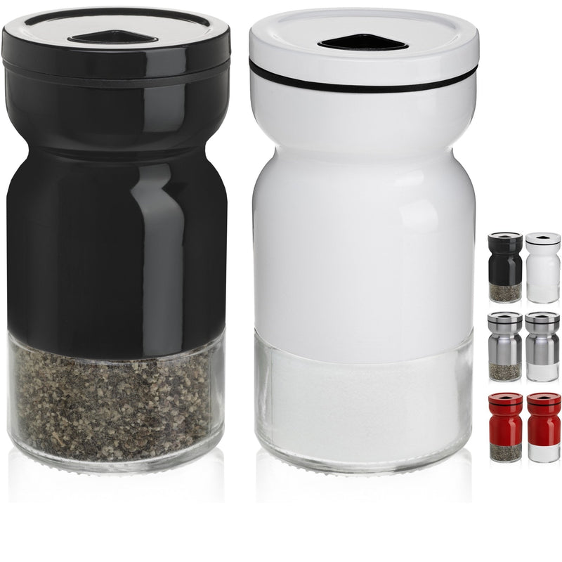 [Australia - AusPower] - CHEFVANTAGE Salt and Pepper Shakers Set with Adjustable Pour Holes - Black and White 