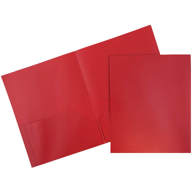 [Australia - AusPower] - JAM PAPER Plastic 2 Pocket POP Folders - Durable School Folders - Red - 6/Pack 