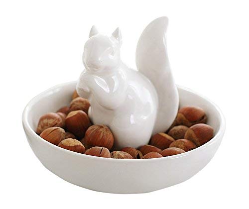 [Australia - AusPower] - LA JOLIE MUSE Nut Bowl Snack Serving Dish - Ceramic Squirrel Candy Jewelry Dish for Pistachio Peanuts, House Warming Hostess Gifts 