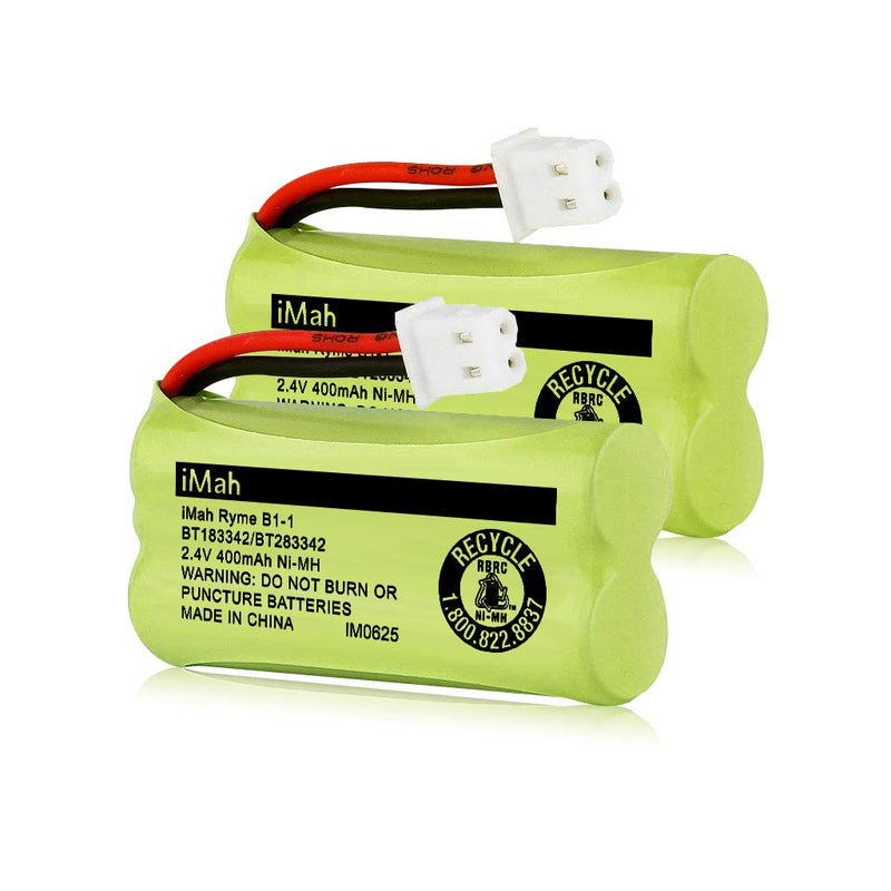[Australia - AusPower] - iMah BT183342/BT283342 2.4V 400mAh Ni-MH Battery Compatible with AT&T CL82207 EL52100 EL50003 VTech CS6709 CS6609 CS6409 BL102-3 Handset Replace Battery BT166342 BT266342 BT162342 BT262342, 2-Pack 