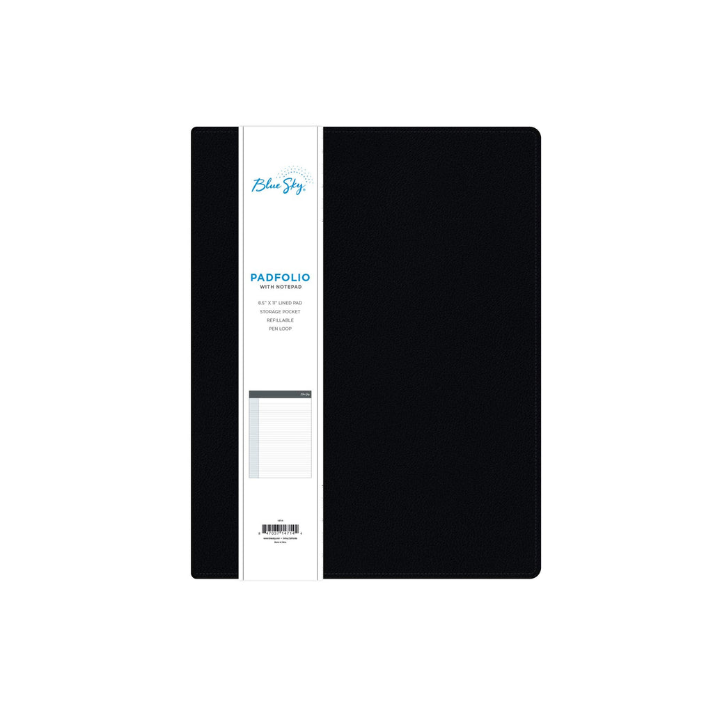 [Australia - AusPower] - Blue Sky Professional Padfolio, 9.5" x 12", Textured Faux Leather Cover, Black, 8.5” x 11" Paper Notepad Included, 14714 8.5” x 11" 