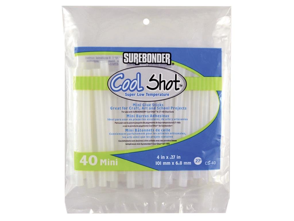 [Australia - AusPower] - Surebonder "Cool Shot" Hot Glue Sticks for Ultra Low Temperature, Value Pack, Mini Size 4" - 40 Pack - Made in USA (CS-40) 