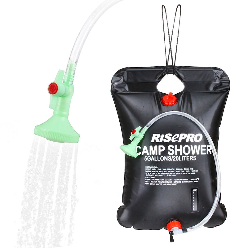 [Australia - AusPower] - RISEPRO Solar Shower Bag, 5 gallons/20L Solar Heating Camping Shower Bag Temperature Indicator Hot Water 45°C Hiking Climbing C1004 