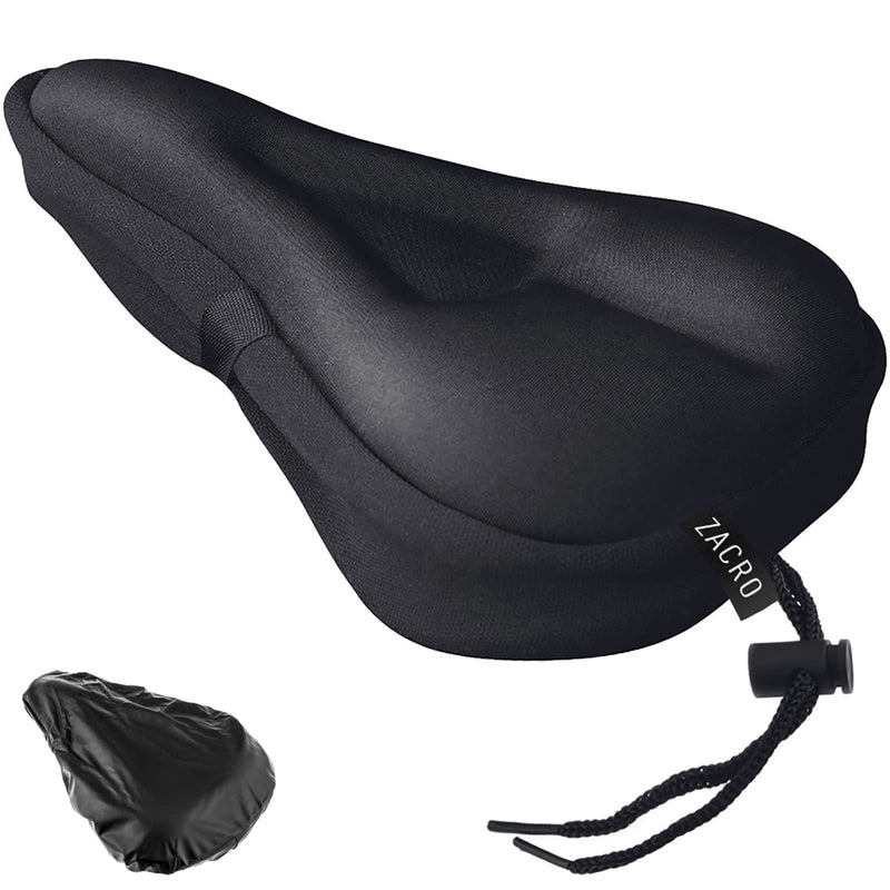 [Australia - AusPower] - Zacro Bike Seat Cushion - Gel Padded Bike Seat Cover for Men Women Comfort, Extra Soft Exercise Bicycle Seat Compatible with Peloton, Outdoor & Indoor black Small 