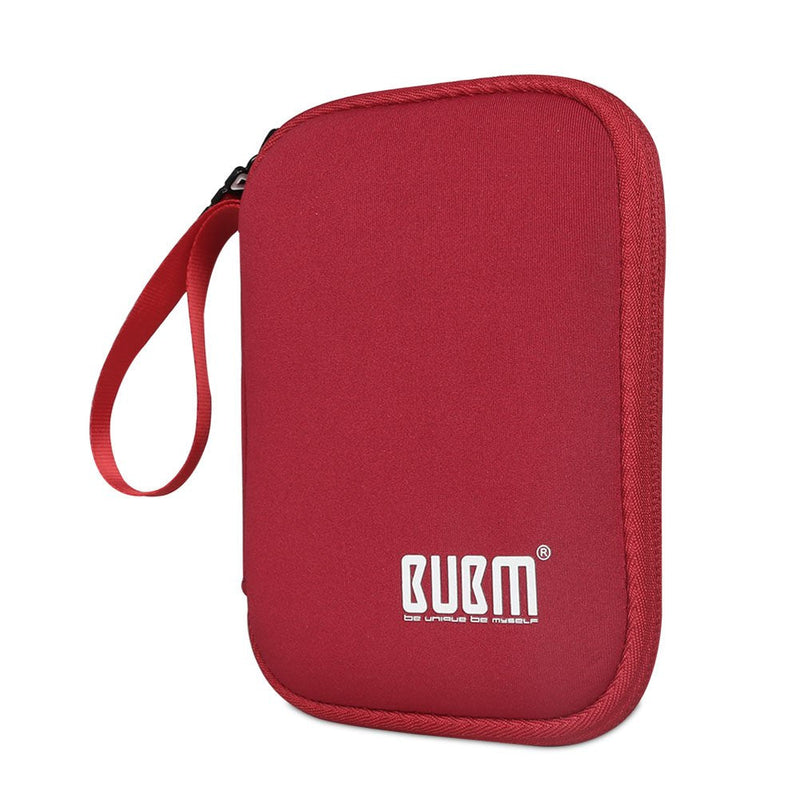 [Australia - AusPower] - External Hard Drive Case, BUBM Soft Carrying Travel Case for 2.5-Inch Portable External Hard Drive/Portable Hard Drive Protection Box Case/Electronics Travel Organizer/Cable Bag-Red Red 