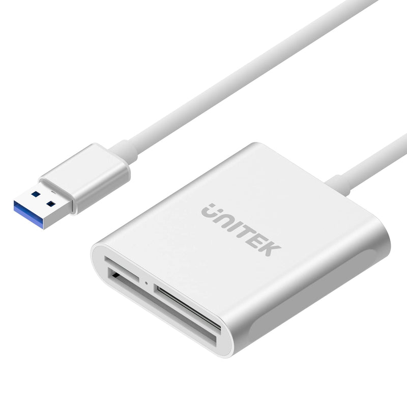 [Australia - AusPower] - USB SD Card Reader, Unitek USB 3.0 Memory Card Reader Writer Compact Flash Card Adapter for CF/SD/TF Micro SD/ Micro SDHC/MD/MMC/SDHC/SDXC UHS-I Card for Windows, Mac – Aluminum [Upgrade Version] Sliver 