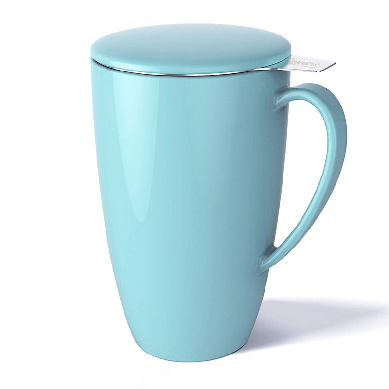 [Australia - AusPower] - Sweese 201.102 Porcelain Tea Mug with Infuser and Lid, 15 OZ, Turquoise 