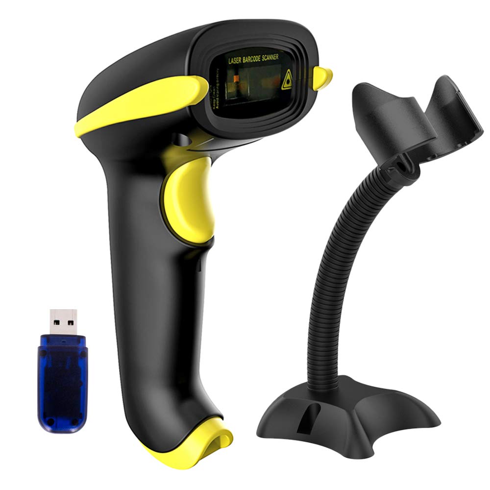 [Australia - AusPower] - NADAMOO Wireless Barcode Scanner Compatible with Bluetooth, USB 1D Bar Code Reader for Inventory Management, Work with Windows/Mac OS/Linux Computer, Made for iPhone, iPad, and Android 
