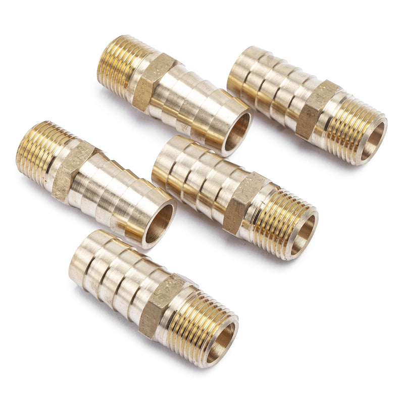[Australia - AusPower] - LTWFITTING Lead Free Brass Barbed Fitting Coupler/Connector 5/8" Hose Barb x 3/8" Male NPT Fuel Gas Water (Pack of 5) 