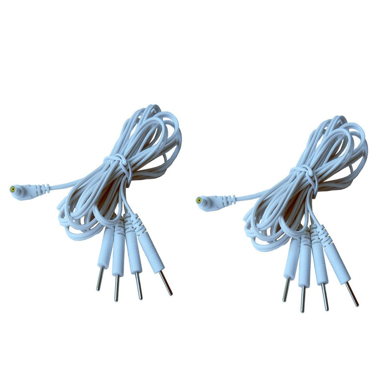 [Australia - AusPower] - 2Pcs/Pack 4 in 1 Replacement Electrode Lead Wires Connect Cables DC Head 2.35mm Pin 2mm for TENS 7000 & TENS Machines 