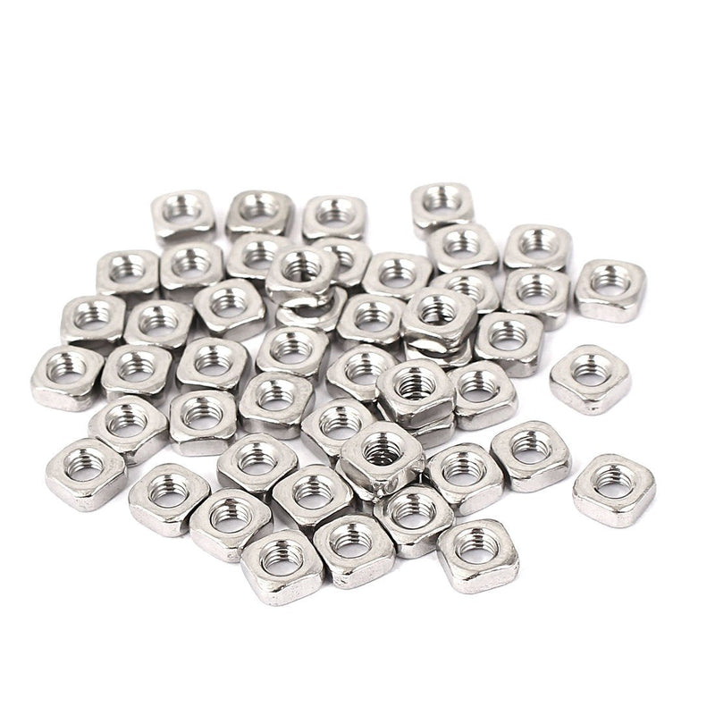 [Australia - AusPower] - uxcell Square Nuts,M3x5.4x2.4mm 304 Stainless Steel Square Machine Screw Nuts 50pcs 