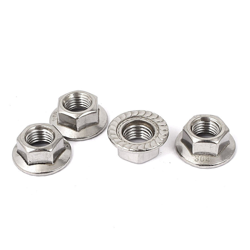 [Australia - AusPower] - uxcell M10x1.25mm Thread UNF Serrated Hex Flange Lock Nuts 4pcs 