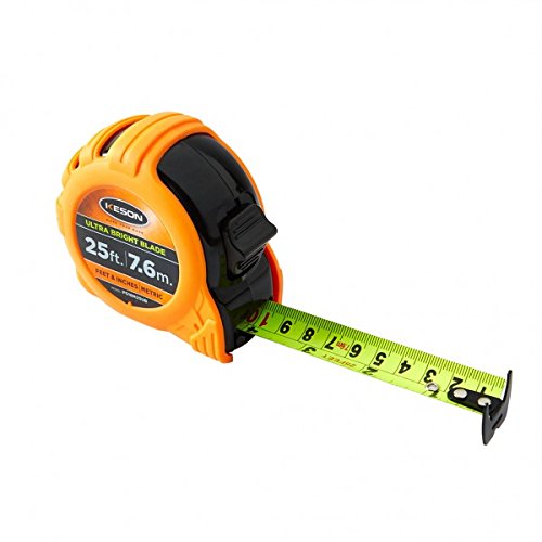 [Australia - AusPower] - Keson PG18M25UB Short Tape Measure with Nylon Coated Ultra Bright Steel Blade (Graduations: ft., in., 1/8 & cm, mm), 1-Inch by 25-Foot / 7.5M 25-Foot/7.5m ft, in, 1/8, 1/16 & cm, mm 