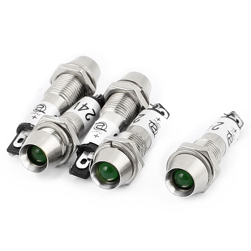 [Australia - AusPower] - uxcell 5Pcs AC/DC 24V Green LED Metal Indicator Pilot Dash Light Signal Lamp 