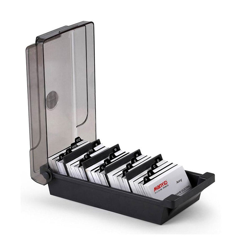 [Australia - AusPower] - Da Jia Large Capacity Covered Business Card File Holder Case Organizer Box with 4 Dividers and 20 A-Z Guides for 500 Cards 