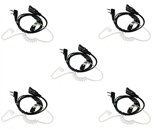 [Australia - AusPower] - 5Pcs NSKI Air Acoustic Earpiece Headset for Two Way Radios UV-5R UV-B6 BF-888S UV-B6 UV-B5 Walkie Talkies 2-Pin Jack 
