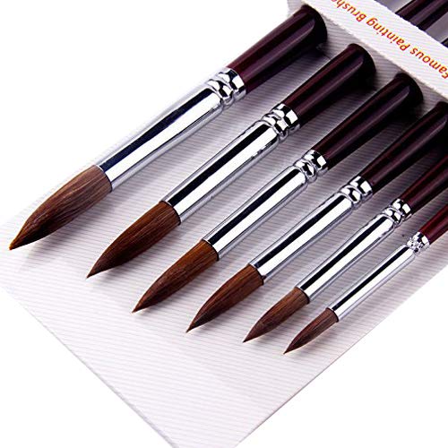 [Australia - AusPower] - Artist Paint Brushes-Superior Sable Hair Artists Round Point Tip Paint Brush Set Watercolor Acrylic Painting Supplies 