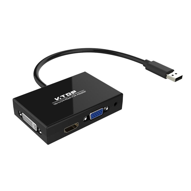 [Australia - AusPower] - USB 3.0 to HDMI-DVI-VGA Video Graphics Card Adapter for Multiple Monitors-Add HDMI and DVI-D or HDMI and VGA (Compatible for Windows 10, 8.1, 7, XP) USB 3.0 to HDMI-DVI-VGA 