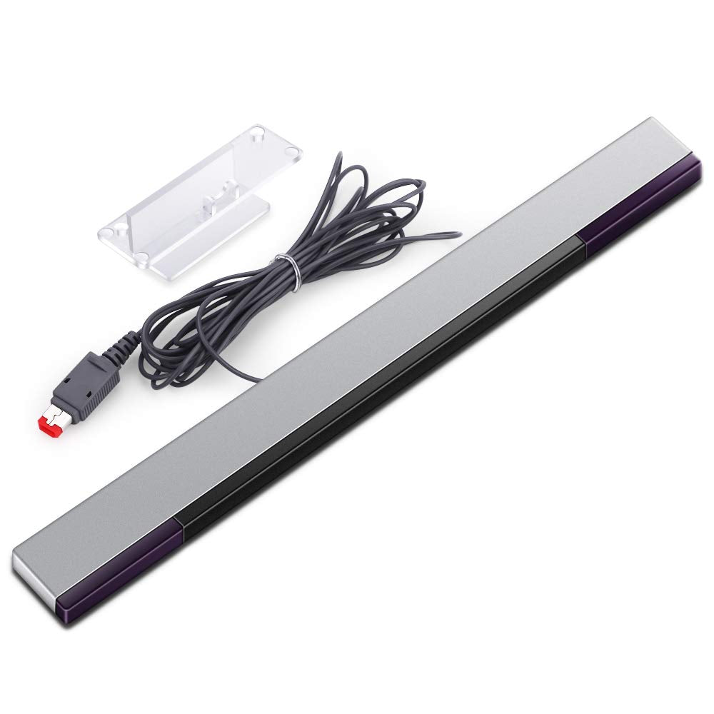 [Australia - AusPower] - KIMILAR Replacement Wired Infrared IR Ray Motion Sensor Bar Compatible with Wii and Wii U Console (Silver/Black) 
