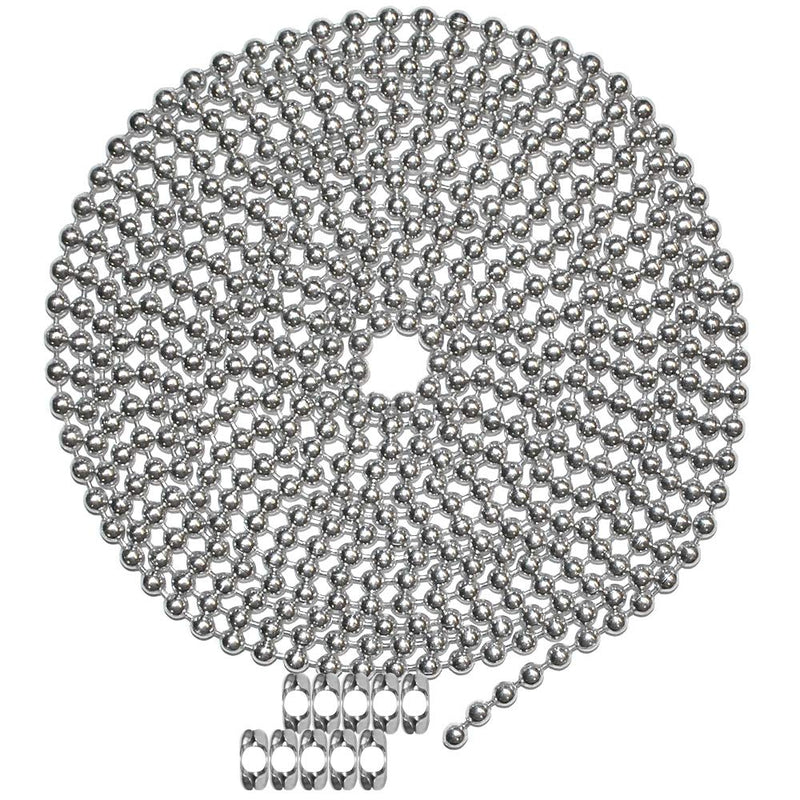 [Australia - AusPower] - 10 Foot Length Ball Chain, Number 10 Size, Aluminum, & 10 Matching B Couplings 