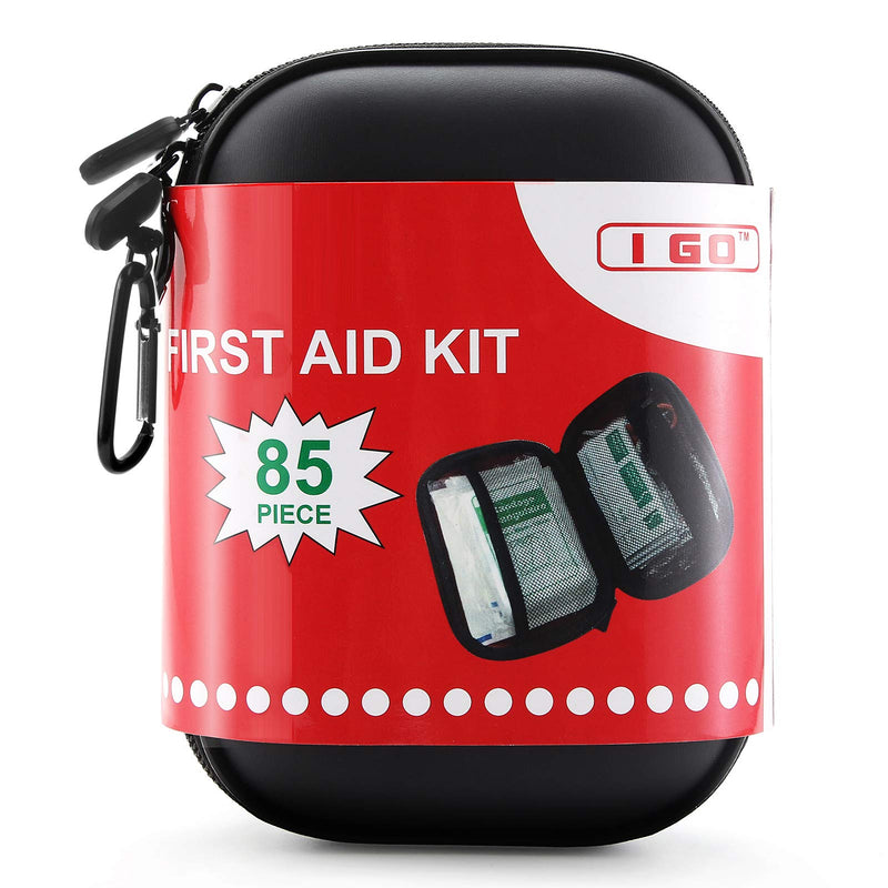 [Australia - AusPower] - I GO 85 Pieces Hard Shell Mini Compact First Aid Kit, Small Personal Emergency Survival Kit for Travel Hiking Camping Backpacking Hunting Marine Car Black 