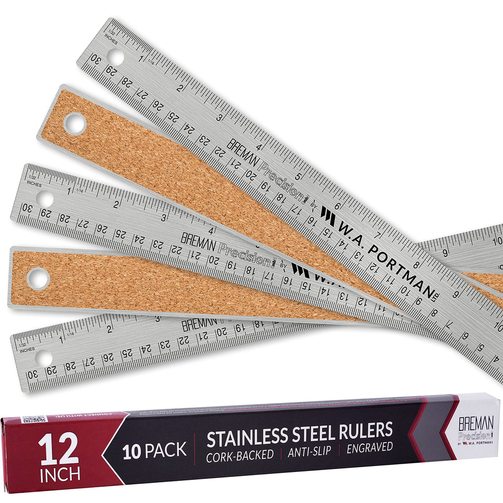 Mr. Pen- Machinist Ruler, 4 Pack (6, 8, 12, 14 inch), Metric Ruler,  Millimeter Ruler, (1/64, 1/32, mm and .5 mm) 