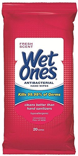 [Australia - AusPower] - WET ONES Antibacterial Hand Wipes, Fresh Scent 20 ea (Pack of 6) 20 Count (Pack of 6) 