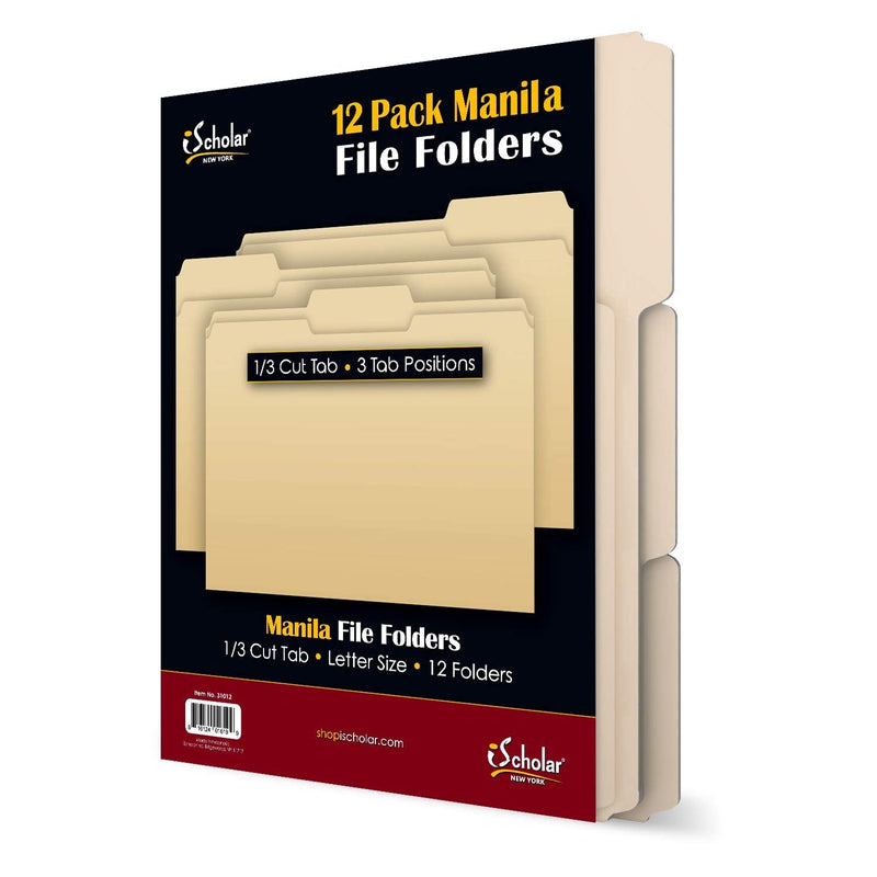 [Australia - AusPower] - iScholar Manila File Folders, Letter Size, 12 Pack (31012) 