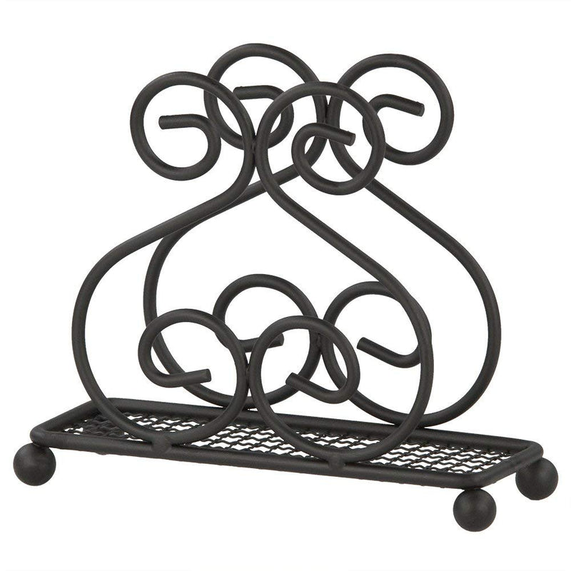 [Australia - AusPower] - Home Basics Scroll Collection Steel Napkin Holder, Freestanding Tissue Dispenser Organizer for Kitchen Countertop, Durable, Sturdy, Home Décor, Black 