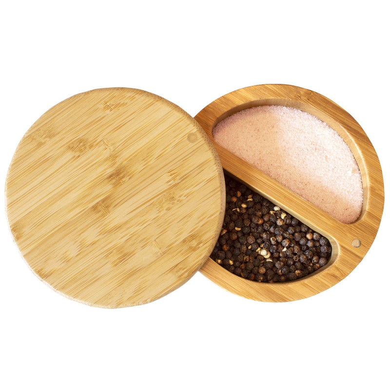 [Australia - AusPower] - Totally Bamboo Salt Keeper Duet Salt and Pepper Bowl, Salt Cellar and Storage Box with Two Compartments, Magnetic Swivel Lid 