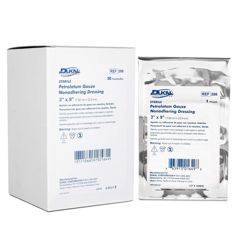 [Australia - AusPower] - Dukal Petrolatum Gauze, Sterile, 3" W x 9" L (Box of 50) (206) 