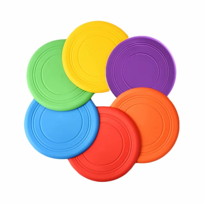 [Australia - AusPower] - SUHEEUS Kids Flying Disc Toy Outdoor Playing Lawn Game Disk Flyer for Kindergarten Teaching Soft Silicone Colorful 6 Pack Bulk Set… 