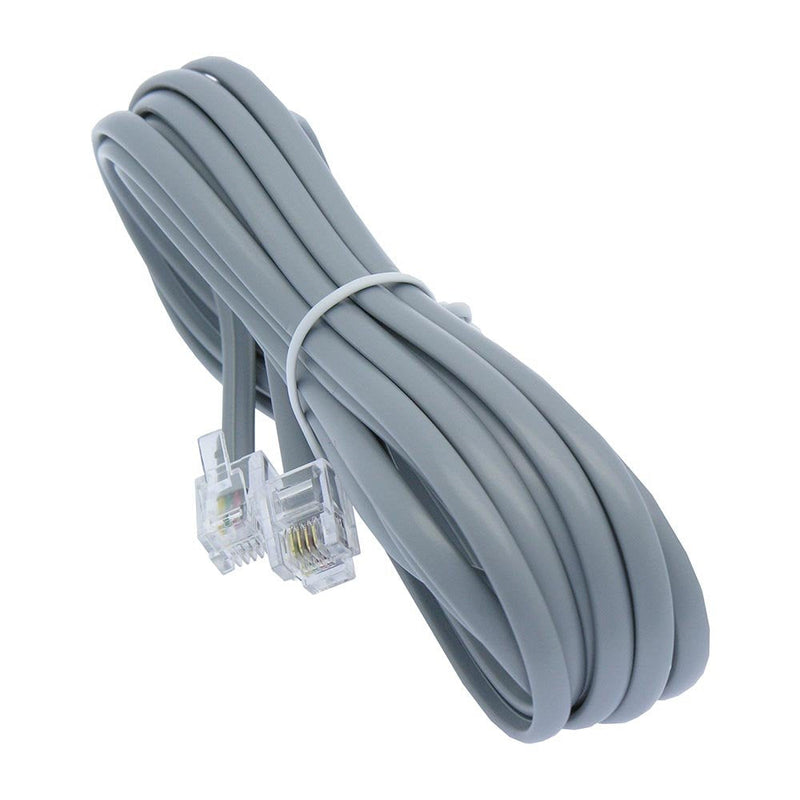 [Australia - AusPower] - 14ft Heavy Duty RJ11 / RJ14 Silver Satin 4 Conductor Reverse Wired Telephone Line Cord by Corpco 