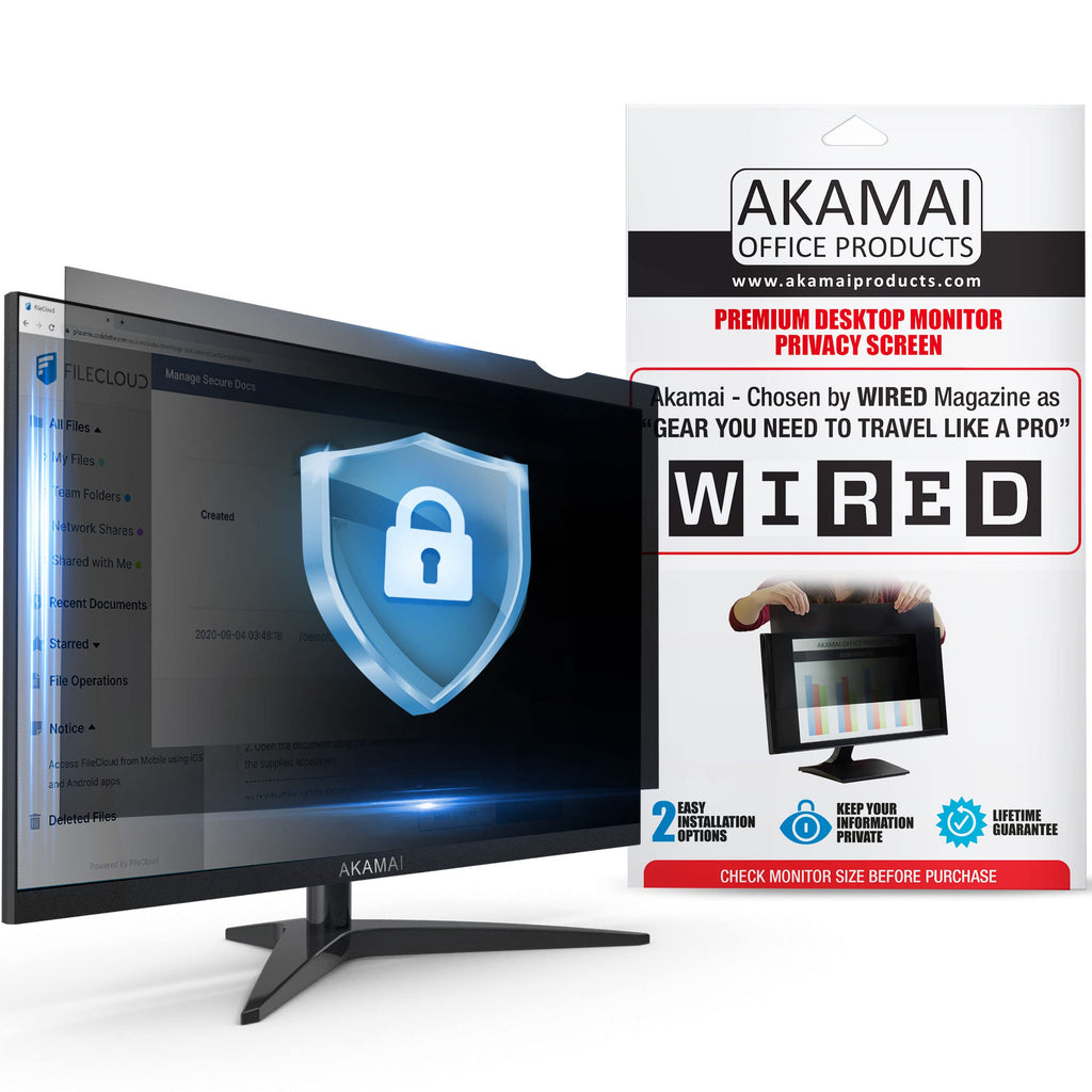 [Australia - AusPower] - 20 inch Computer Privacy Screen (16:9) - Black Security Shield - Desktop Monitor Protector - UV & Blue Light Filter by Akamai (20.0 inch Diagonally Measured, Black) 20.0" WIDESCREEN (16:9) Black Privacy 