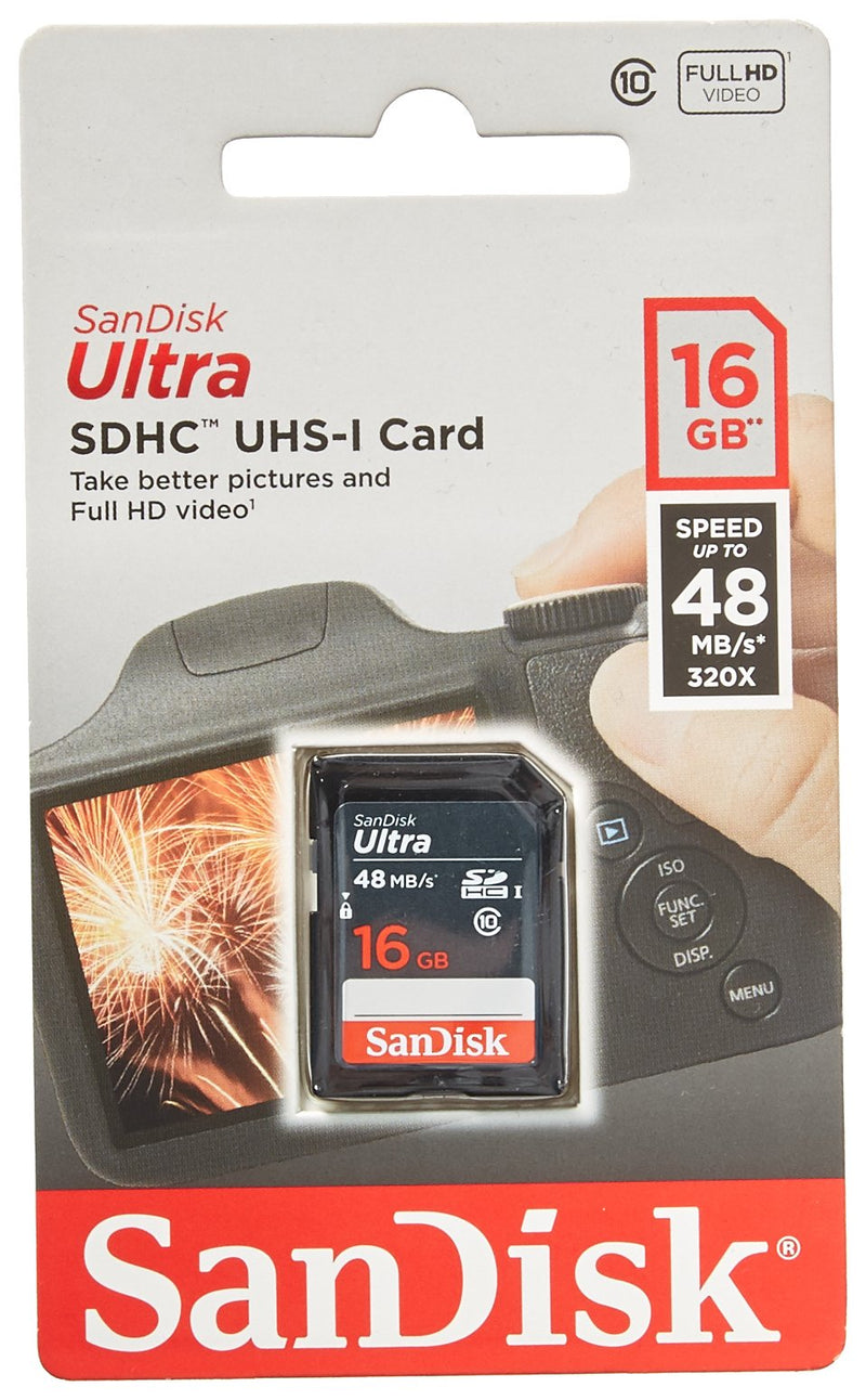 [Australia - AusPower] - SanDisk Ultra 16GB SD SDHC Memory Flash Card UHS-I Class 10 Read Speed up to 48MB/s 320X SDSDUNB-016G-GN3IN Wholesale Lot 