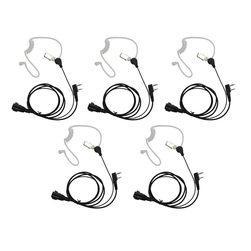 [Australia - AusPower] - GoodQbuy 2 Pin PTT Mic Covert Acoustic Tube Earpiece Headset is Compatible with Kenwood PUXING Baofeng UV5R 666s 888S Retevis H-777 2 Way Radio Walkie Talkies (Pack of 5) 