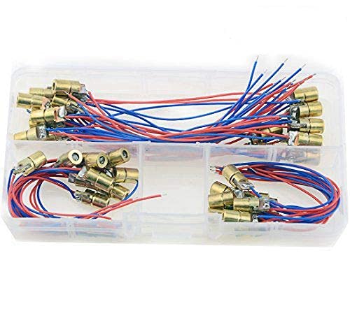[Australia - AusPower] - XINGYHENG 40pcs of Mini Laser Dot Diode Module Head WL Red 650nm 6mm 5V 5mW and 3V 5mW Each of 20Pcs 