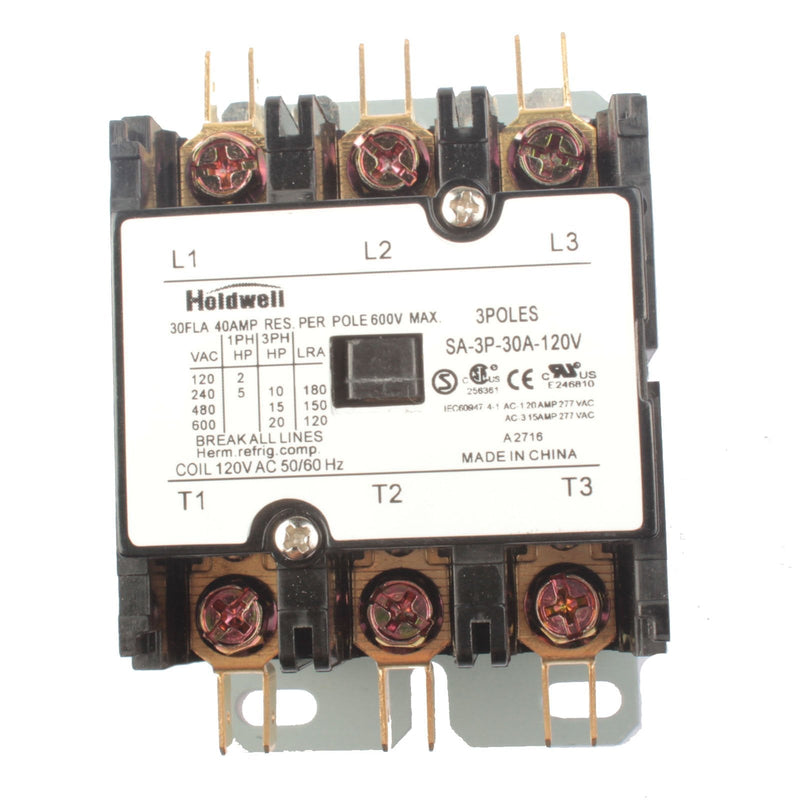 [Australia - AusPower] - Holdwell SA-3P-30A-120V 3 Pole 20 Amp 25 Amp 30 Amp 120V Coil Definite Purpose Air Conditioner Contactor 