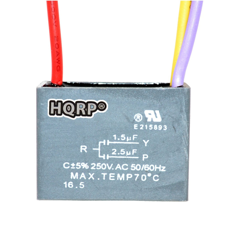 [Australia - AusPower] - HQRP Capacitor Compatible with Harbor Breeze Ceiling Fan CBB61 1.5uf+2.5uf 3-Wire UL Listed 